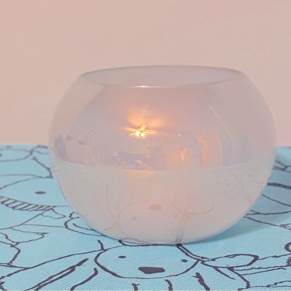 Iridescent Clear Glass Two Piece Votive Tea Candle Holder